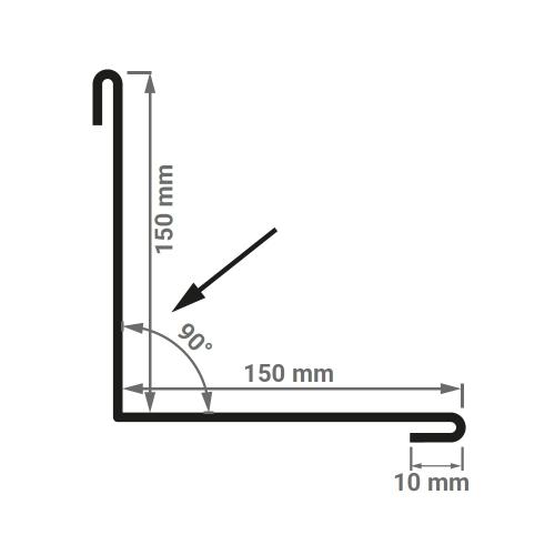 Preview: Querschnitt einer Innenecke. Schenkellänge 150 x 150 mm - Länge 2000 mm